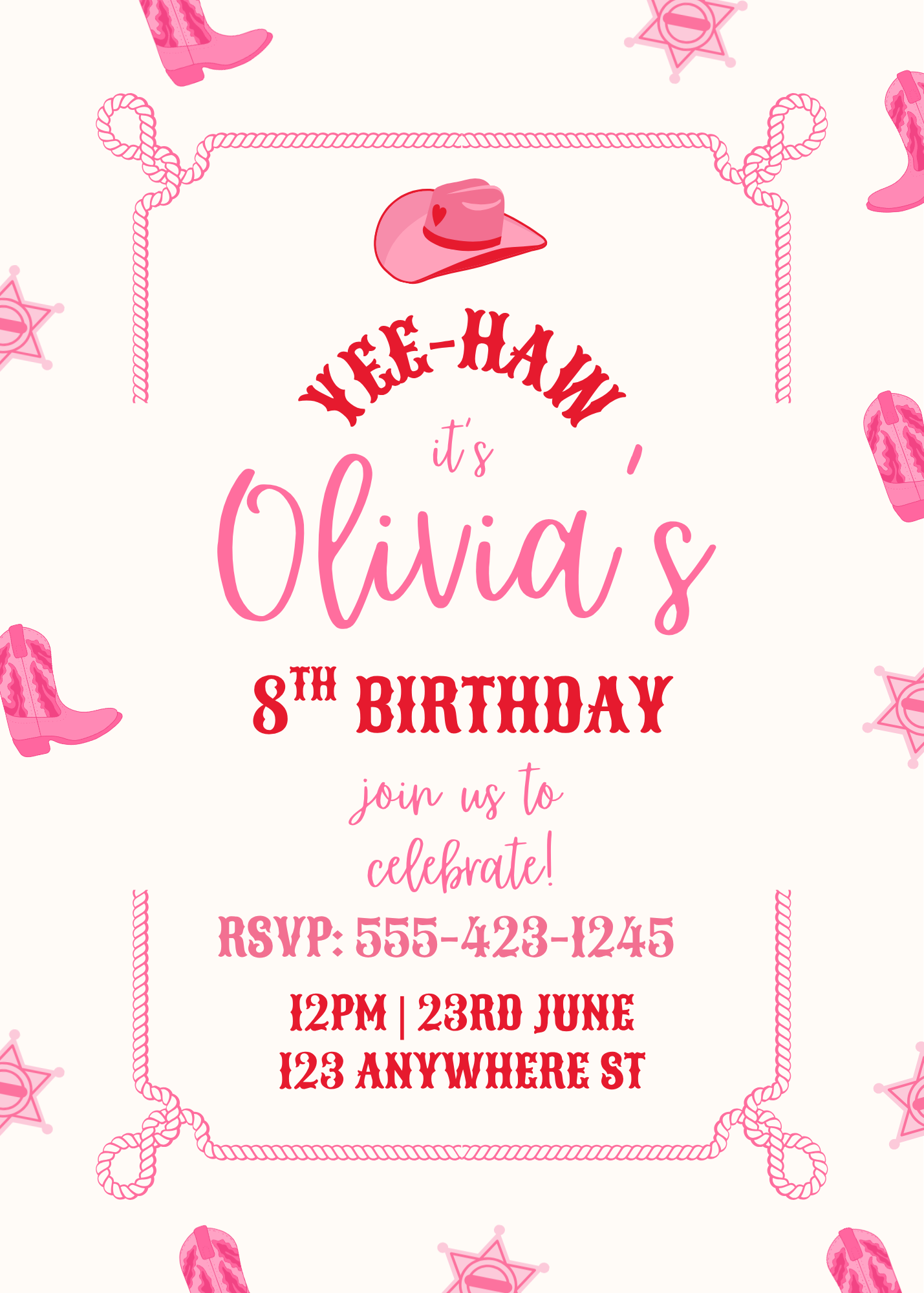 Disco Cowgirl Birthday Invitation – Printable & Editable