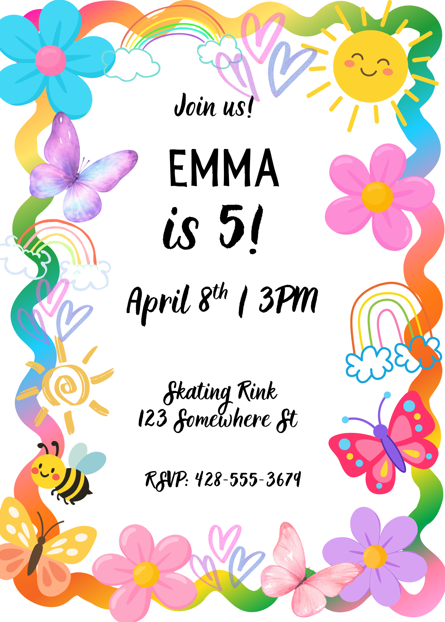Bright cheerful & sunshine Birthday invitation