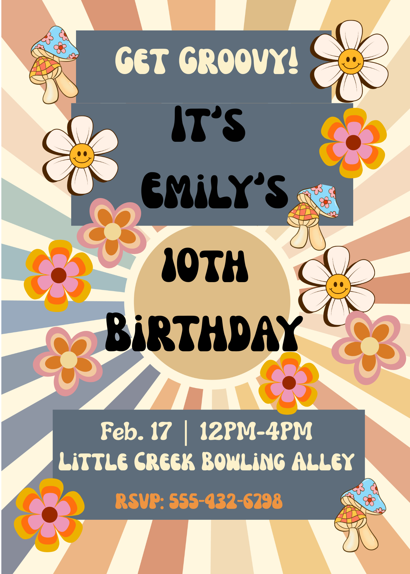Groovy Birthday Invitation – Printable & Editable