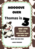 Mooove Over I'm 3 – Cow Birthday Invitation Printable & Editable